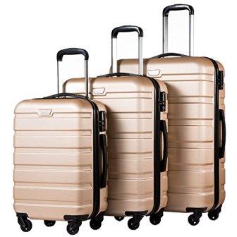 Set di 3 bagagli Coolife Set valigia Spinner Hardshell