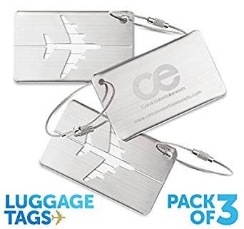 Etichette per bagagli CE Etichetta per valigia da viaggio con 3 unità, acciaio inossidabile. 1 anno di garanzia.