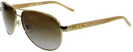 Occhiali da sole aviatore polarizzati 0ra4004 Ralph by Ralph Lauren da donna, crema oro, 59,0 mm