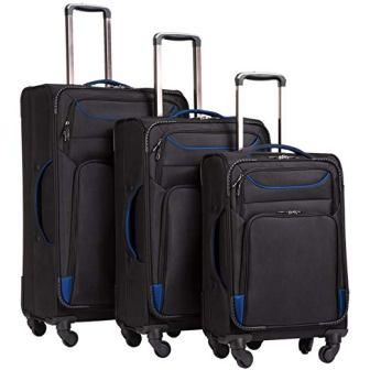 Set di 3 bagagli Coolife Set valigia Spinner Softshell leggero