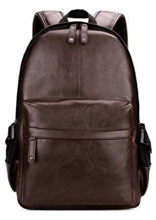 Zaino per computer portatile Kenox Vintage PU Leather Backpack School College Bookbag