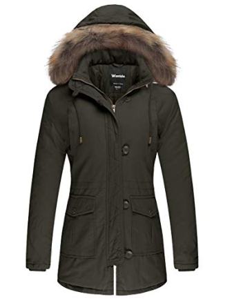 Wantdo Women's Cotton Padded Parka with Fur Hood