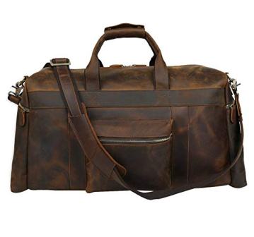Texbo Men's Thick Full Grain Cowhide Leather Vintage Big Travel Duffle Luggage Bag
