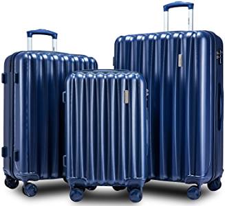 Set valigie Merax Dawnrise ABS + PC 3 pezzi con lucchetto TSA e doppie ruote girevoli