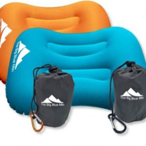 TheBigBlueMtn Cuscino da campeggio gonfiabile ultraleggero per backpacking Set da 2 confezioni con sacca compatta e leggera e moschettone