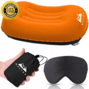 Cuscino da campeggio ultraleggero WELLAX - Cuscino comprimibile, compatto, gonfiabile, confortevole ed ergonomico per supporto collo e lombare