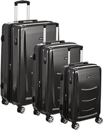 AmazonBasics - Set di valigie Spinner da 3 pezzi rigide in grigio ardesia
