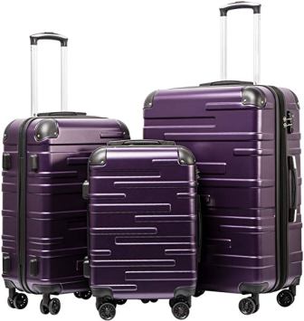Set di 3 pezzi espandibili per valigie Coolife con guscio morbido TSA Lock Spinner