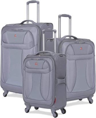 Set di valigie SwissGear 3 pezzi (ruote girevoli, softshell e leggero)