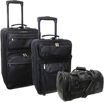 Set di valigie in pelle nera amerileather