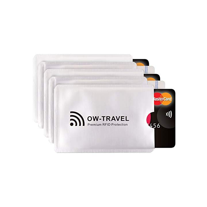 Custodie Blocco RFID - ANTI FRODE - La Protezione di Carte di Credito/Debito e di Identità per Portafogli Passaporto - Isolamento Chip Contactless RFID e Radio NFC (Protectores Tarjeta 5)