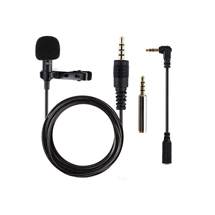 Gyvazla 3.5mm Lavaier Microfono Condensatore Omnidirezionale con adattatore Con Easy Clip sul sistema, per Registrazione di Interviste/Conferenza Video/Podcast/Voice Dictation/Phone