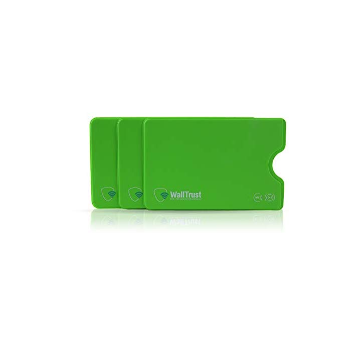 WallTrust RFID Cover protettiva per carte di credito, plastica, set di 3, Verde